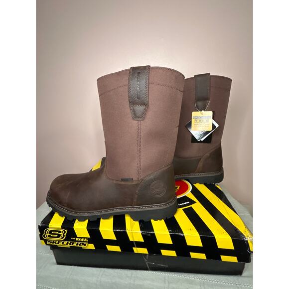 Skechers Men\'s Longrider Highland Hill Wellington Work Boot Brown Size 12 main image 9